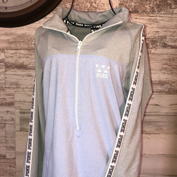PINK VICTORIA’S SECRET pull over sweatshirt purple and gray quarter zip medium‌ - Picture 2 of 6